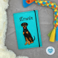 Preview: Dobermann schwarz personalisierte Impfpasshülle Hund in türkis hell