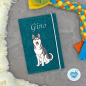 Preview: Husky grau weiß Designbeispiel in türkis meliert