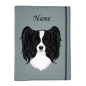 Preview: Dokumentenhülle für die Hunderasse Papillon schwarz weiß