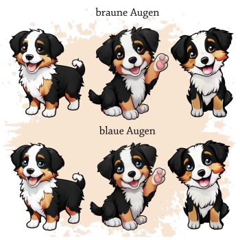 Preview: Motivauswahl für Tierpasshülle Australian Shepherd black tri