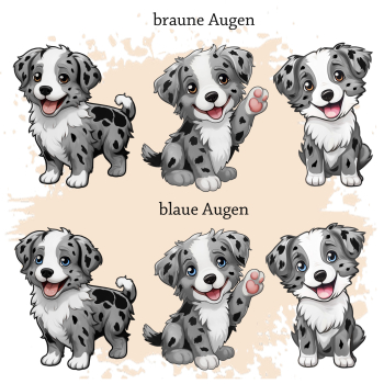 Preview: Motivauswahl für Tierpasshülle Australian Shepherd blue merle
