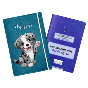Tierpasshülle für Australian Shepherd blue merle