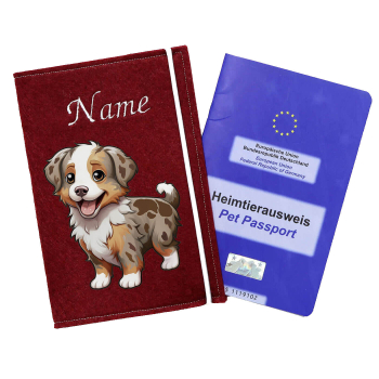 Impfpasshülle für Australian Shepherd red merle tan Tierpasshülle