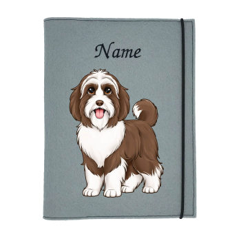 Dokumentenhülle für die Hunderasse Bearded Collie braun