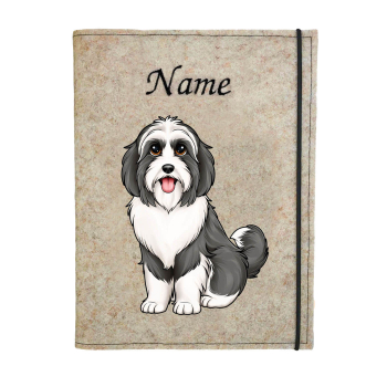 Dokumentenhülle für die Hunderasse Bearded Collie grau