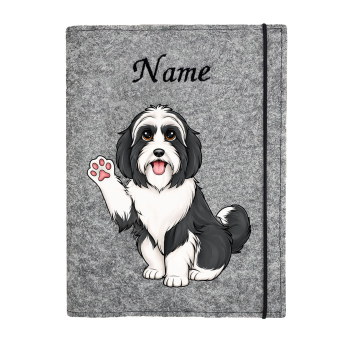Dokumentenhülle für die Hunderasse Bearded Collie schwarz