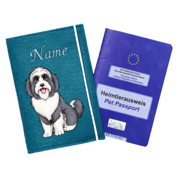 Impfpasshülle für die Hunderasse Bearded Collie blau