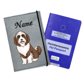 Impfpasshülle für die Hunderasse Bearded Collie braun