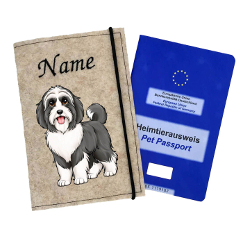 Impfpasshülle für die Hunderasse Bearded Collie grau