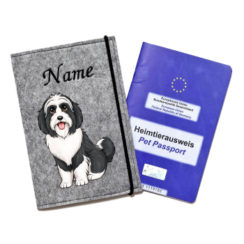 Impfpasshülle für die Hunderasse Bearded Collie schwarz