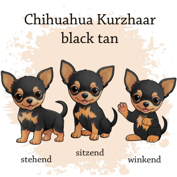 Preview: Motivauswahl der Dokumentenhülle für die Hunderasse Chihuahua Kurzhaar black tan