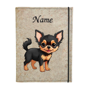 Dokumentenhülle für die Hunderasse Chihuahua Langhaar black tan