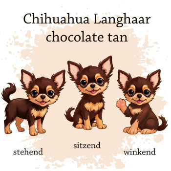 Preview: Motivauswahl der Dokumentenhülle für die Hunderasse Chihuahua Langhaar chocolate tan