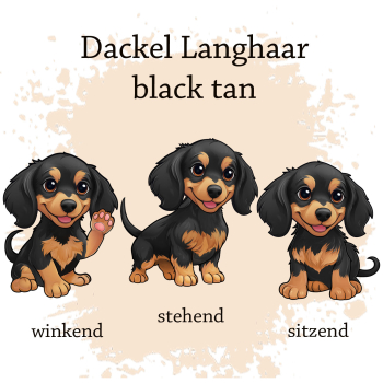 Preview: Motivauswahl für die Dokumentenhülle Langhaardackel black tan