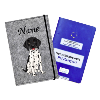 Personalisierte Impfpasshülle für die Hunderasse Deutsch Kurzhaar schwarz weiß