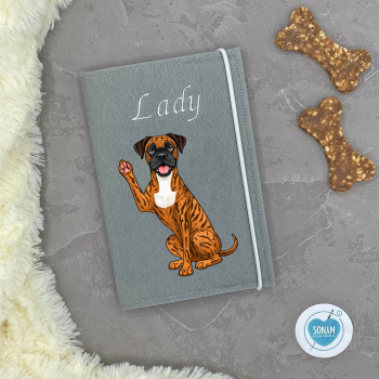 Boxer red brindle Designbeispiel in grau