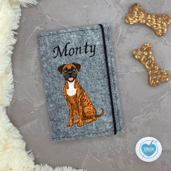 Boxer red brindle Designbeispiel in grau meliert