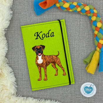 Boxer red brindle Designbeispiel in grün