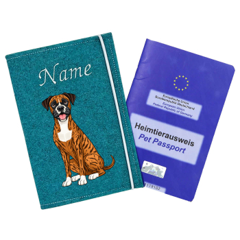 Boxer red brindle weiß personalisierte Impfpasshülle
