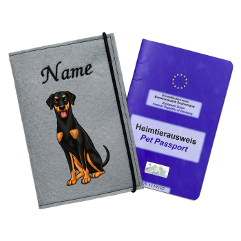Personalisierte Impfpasshülle für den Dobermann schwarz