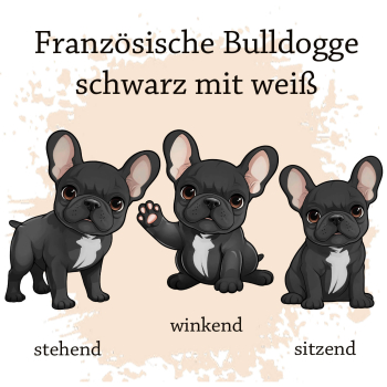 Motivauswahl der Impfpasshülle für die schwarz weiße Französische Bulldogge