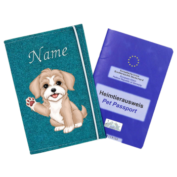 Impfpasshülle für die Hunderasse Havaneser beige weiß