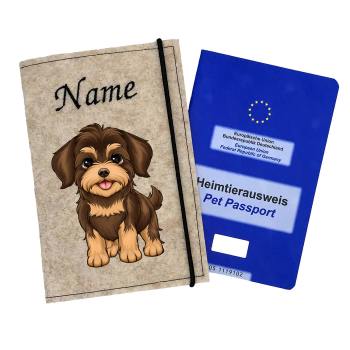 Impfpasshülle für die Hunderasse Havaneser braun tan