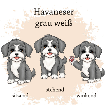 Preview: Motivauswahl für die Impfpasshülle Havaneser grau weiß