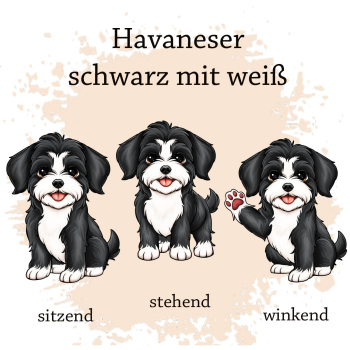 Preview: Motivauswahl für die Impfpasshülle Havaneser schwarz mit weiß