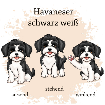 Preview: Motivauswahl für die Impfpasshülle Havaneser schwarz weiß