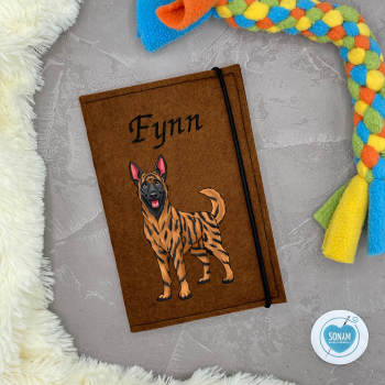 Designbeispiel der Impfpasshülle braun für die Hunderasse Holländischer Schäferhund gold brindle