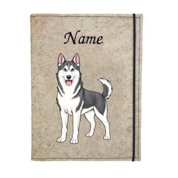 Husky grau weiß personalisierte Dokumentenhülle