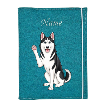 Husky schwarz weiß personalisierte Dokumentenhülle