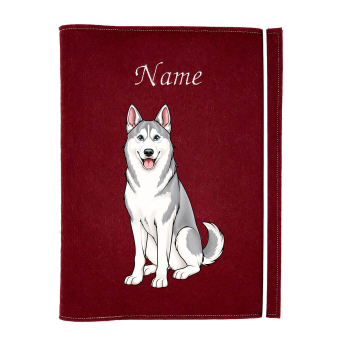 Husky silber weiß personalisierte Dokumentenhülle