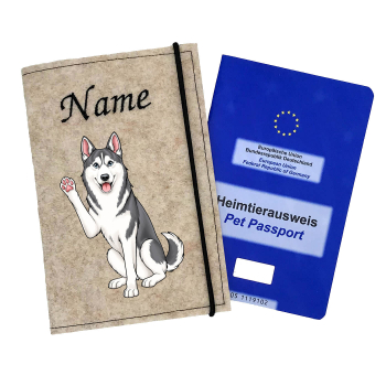 Husky grau weiß personalisierte Impfpasshülle