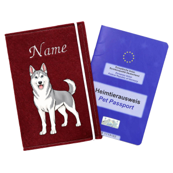 Husky silber weiß personalisierte Impfpasshülle