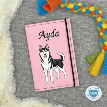 Husky schwarz weiß Designbeispiel in rosa