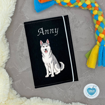 Husky silber weiß Designbeispiel in schwarz