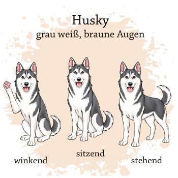 Preview: Husky grau weiß mit braune Augen Motivauswahl für Dokumentenhülle