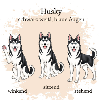 Preview: Husky schwarz weiß mit blauen Augen Motivauswahl für Dokumentenhülle