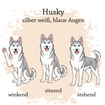 Preview: Husky silber weiß mit blauen Augen Motivauswahl für Dokumentenhülle