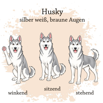 Preview: Husky silber weiß mit braunen Augen Motivauswahl für Dokumentenhülle