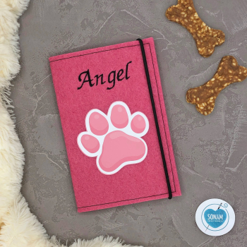 Personalisierte Impfpasshülle Hund in pink