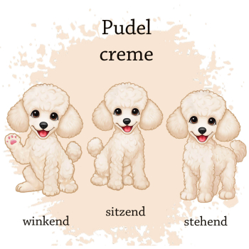 Preview: Motivauswahl der Dokumentenhülle für die Hunderasse Pudel creme