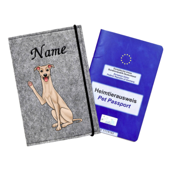 Windhund in fawn personalisierte Impfpasshülle