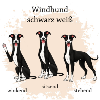 Preview: Windhund in schwarz weiß Motivauswahl