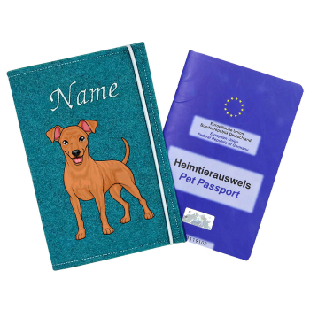 Personalisierte Impfpasshülle für den Zwergpinscher rot