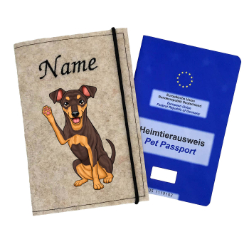 Personalisierte Impfpasshülle für den Zwergpinscher schoko tan