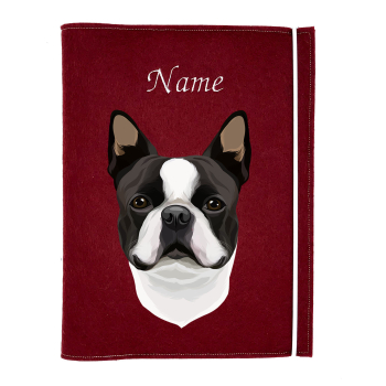 Dokumentenhülle für die Hunderasse Boston Terrier schwarz weiß