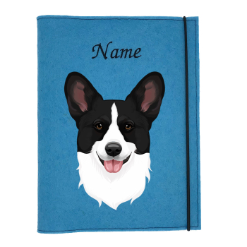 Dokumentenhülle für die Hunderasse Corgi schwarz weiß
